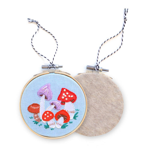Mushroom Embroidered Christmas Ornament Kit