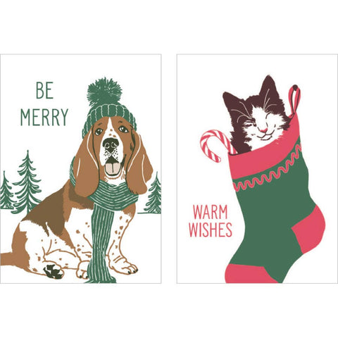 Assorted Mini Cat & Dog Holiday Enclosure Card Set