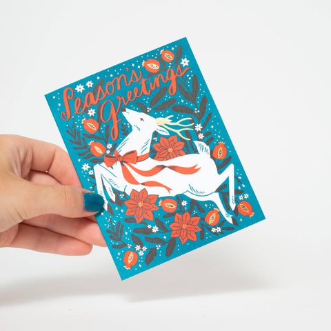 Season's Greetings Deer Letterpress Card