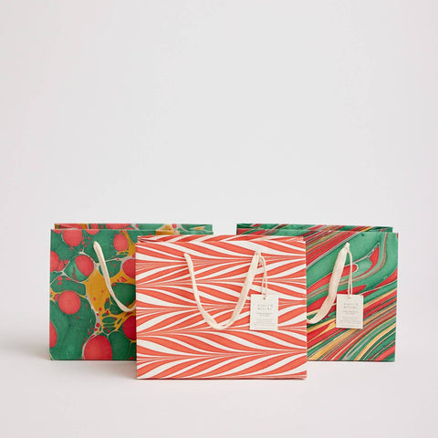 Medium Christmas Glitz Hand Marbled Gift Bags