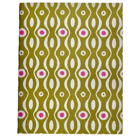 Exercise Book Persephone Bright Olive and Cool Pink