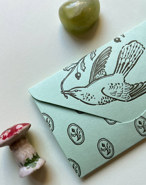 Bird & holly mini fold up card