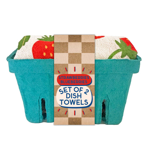 Berry Basket  (Blueberry, Strawberry) - Tea Towel Set of 2