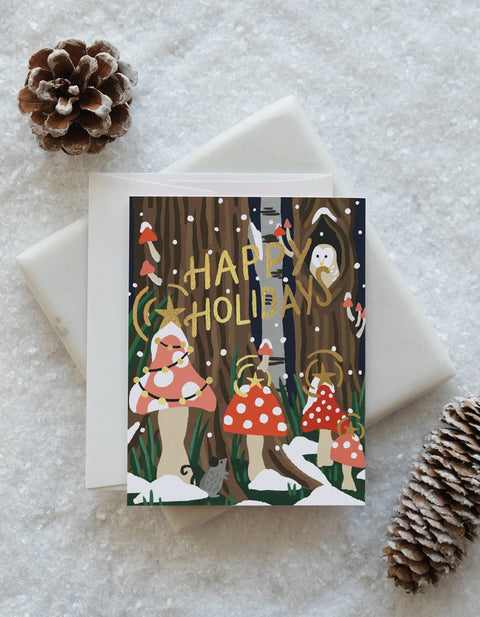 Mushroom Forest Holiday Card