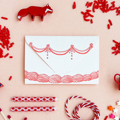 Cake blush pink and red mini card