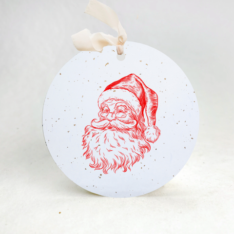 3 Santa Ornaments / Plantable Seed Gift Tags