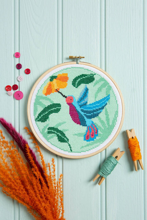 Hummingbird Cross Stitch Kit | Beginner Craft Kit
