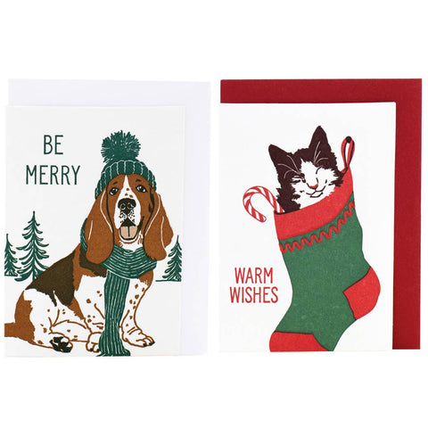 Assorted Mini Cat & Dog Holiday Enclosure Card Set