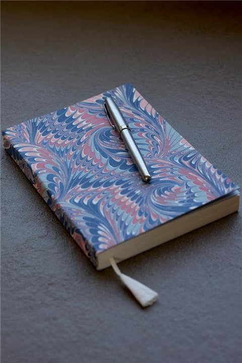 Hand Marbled Ruled Notebook (A5) - Twisted Scallops Hydrangea