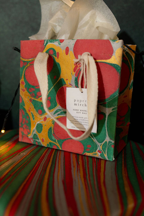 Small Christmas Glitz Hand Marbled Gift Bags