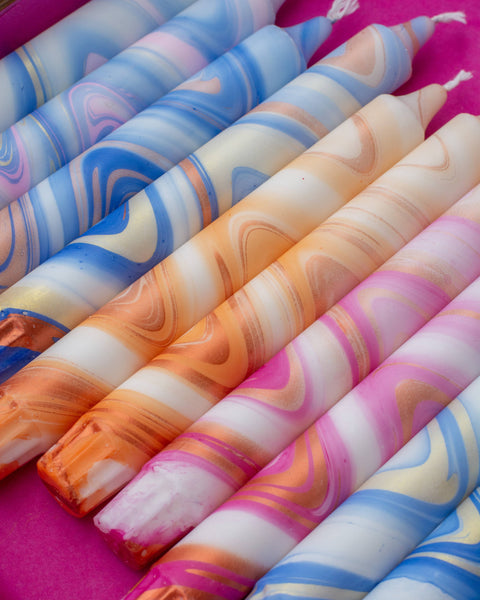 Taper Candles Marbled Glitter