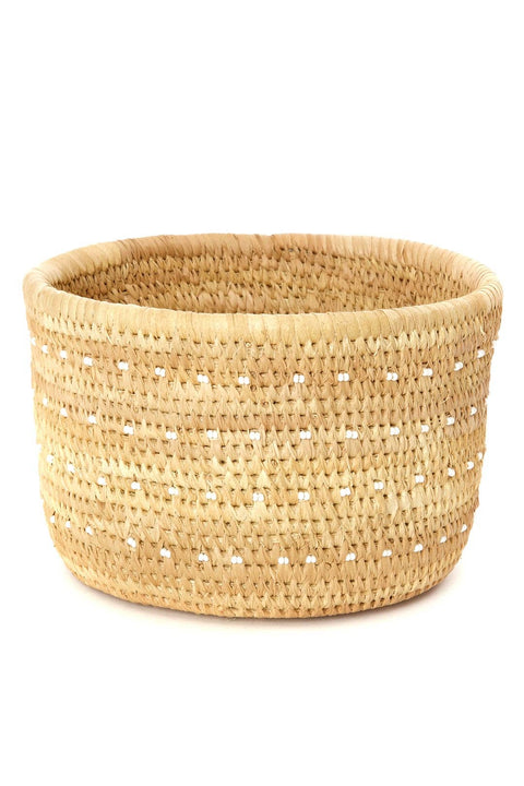 Ngurunit Nomadic Camel Milking Baskets with White Beaded Dots: SS6A - Small