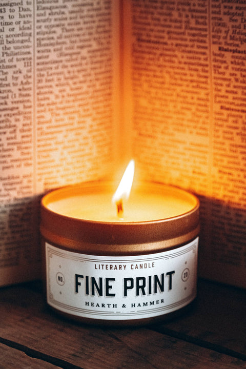 Fine Print Travel Tin Literary Candle