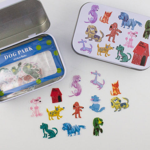 Dog Park Washi Flake and Stationery Trinket Tin