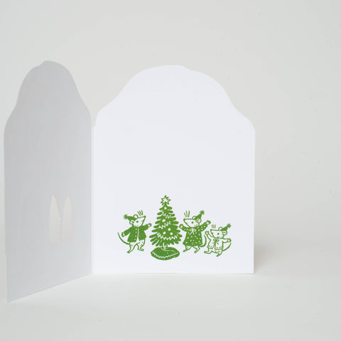 Merry Mushroom House Letterpress Holiday Greeting Card by Phoebe Wahl: Box set