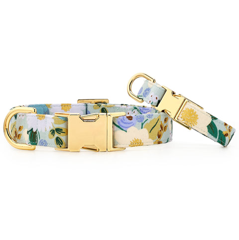 Vintage Blossom Spring Dog Collar: L/ Gold
