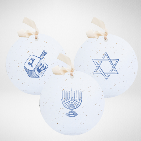 3 Hanukkah Ornaments / Plantable Seed Gift Tags