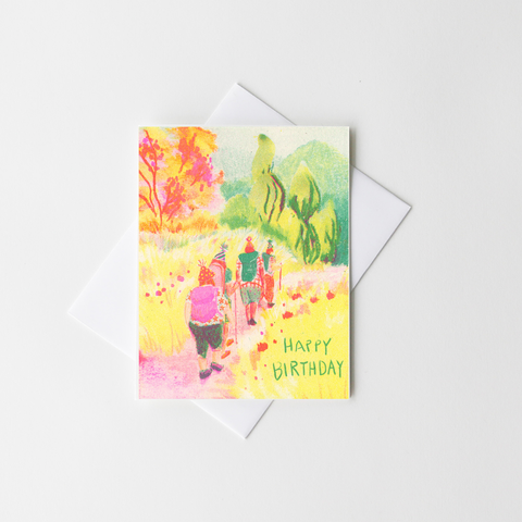 Birthday Hikers - Birthday Risograph Card