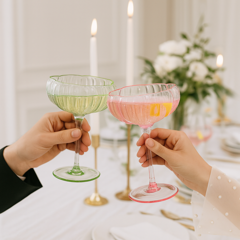 Flower Coupe Cocktail Glasses: : Multicolor