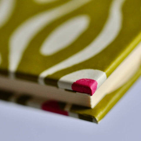 Hardback Notebook in Persephone Bright Olive and Cool Pink