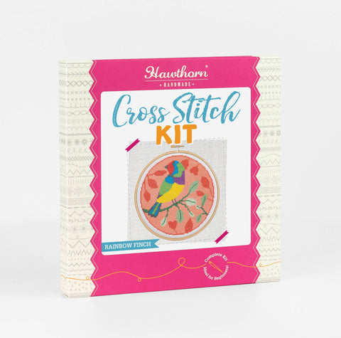 Rainbow Finch Cross Stitch Kit | Beginner Craft Kit