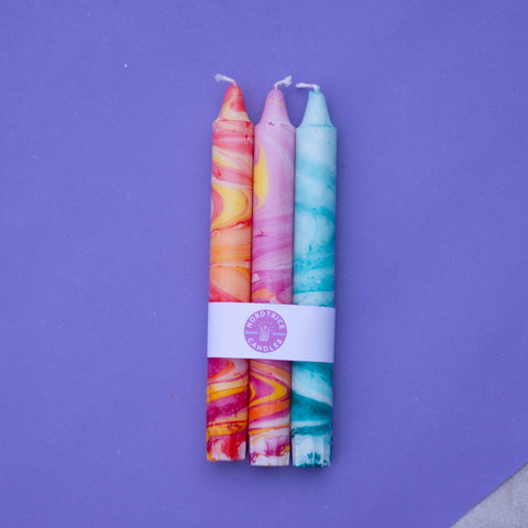 Taper candles- 3 pack/ Marble Fest