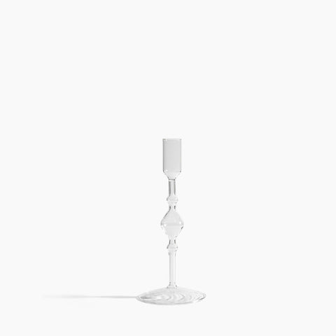 Glass Candlestick Holder in Tall:  Clear