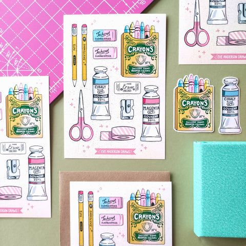 Art Supplies Sticker Sheet