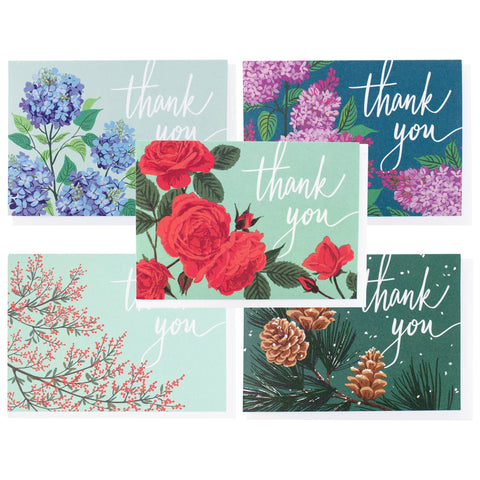 Assorted Flora Thank You Note Set: Box of 10 Cards