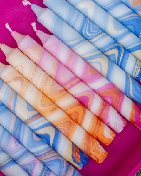 Taper Candles Marbled Glitter
