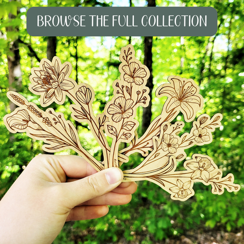 Cosmos flower wood bookmark - book gifts, bookmarks, books