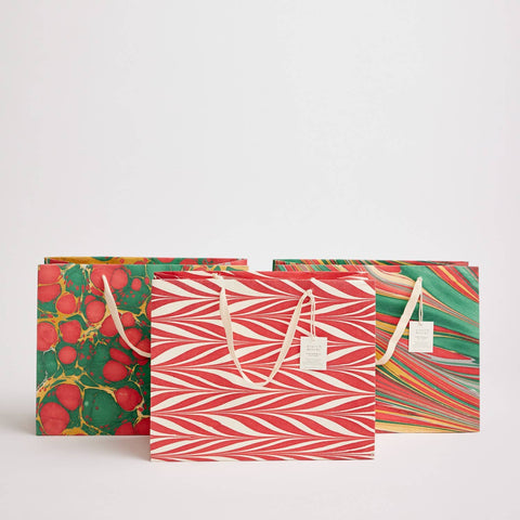 Large Christmas Glitz Hand Marbled Gift Bags