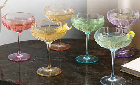 Flower Coupe Cocktail Glasses: : Multicolor