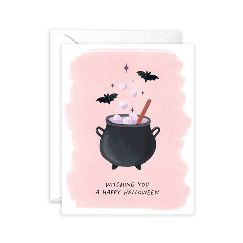 Cauldron Halloween Card | Pink Halloween Greeting Card