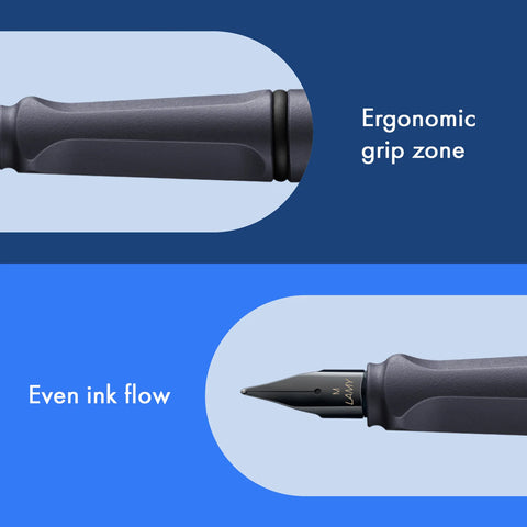 LAMY Safari Fountain Pen - Steel Black (Fine Nib)