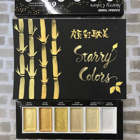 Kuretake: Gansai Tambi giapponese Watercolour: Bluish oro grande pan Kuretake: Gansai Tambi giapponese Watercolour: Bluish oro grande pan