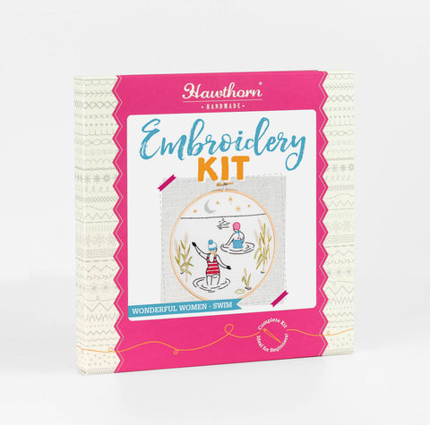 Wild Swimming Embroidery Kit (Swim) | Beginner Craft Kit