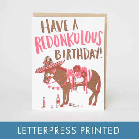 Redonkulous Birthday Punny Letterpress Greeting Card