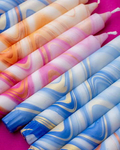 Taper Candles Marbled Glitter