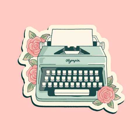 Typewriter & Roses Sticker