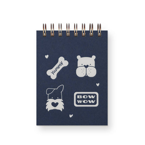 Bow Wow Dog Mini Jotter - Deep Blue: Deep Blue Cover | White Ink