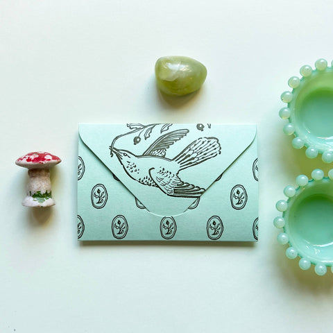 Bird & holly mini fold up card