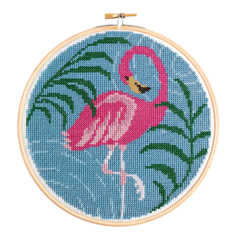 Flamingo Cross Stitch Kit | Beginner Craft Kit