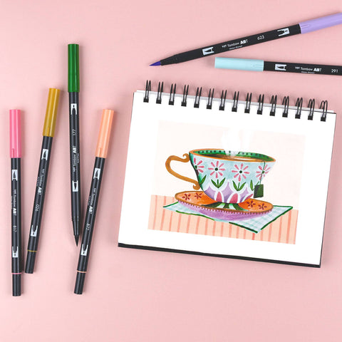 Tombow - Dual Brush Pen Art Markers, Teatime, 6-Pack