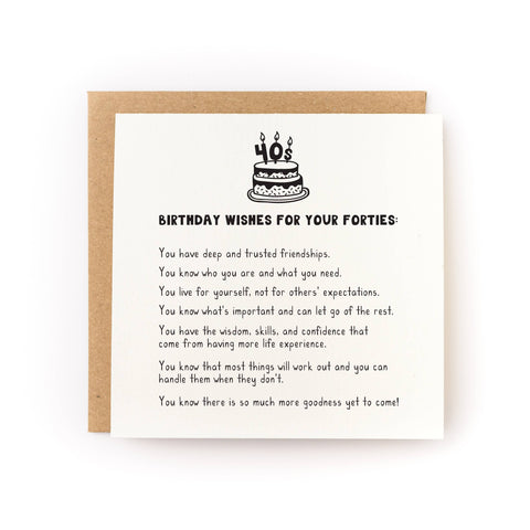 Forties Birthday Wishes Birthday Card