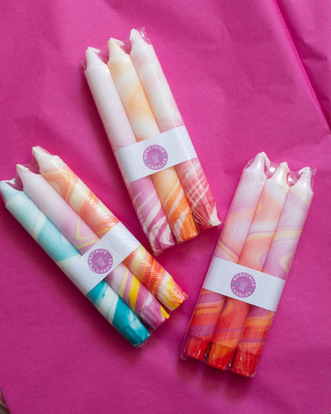 Taper candles- 3 pack/ Marble Fest