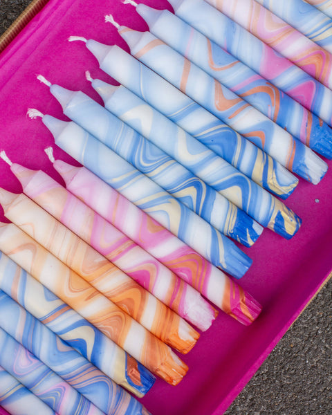 Taper Candles Marbled Glitter