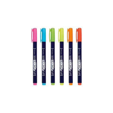 Tombow - Fudenosuke Neon Calligraphy Brush Pens - 6-Pack