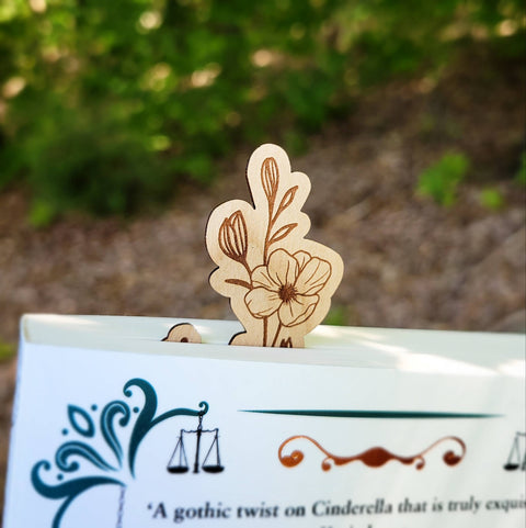 Cosmos flower wood bookmark