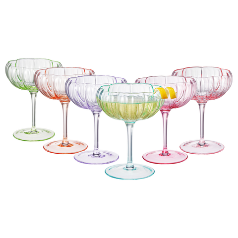Flower Coupe Cocktail Glasses: : Multicolor